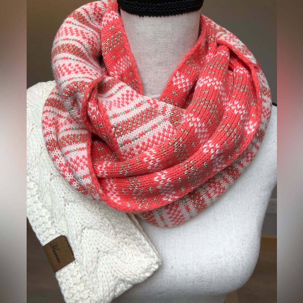 NEW Cream Cable Ear Warmer & Fair Isle Infinity Scarf